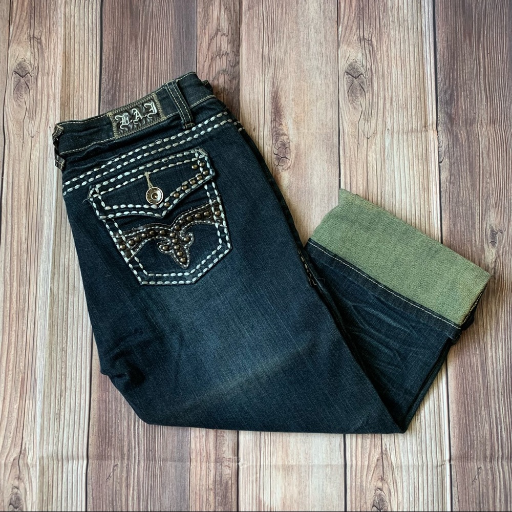 LA Idol Crop Embellished Denim Size 11